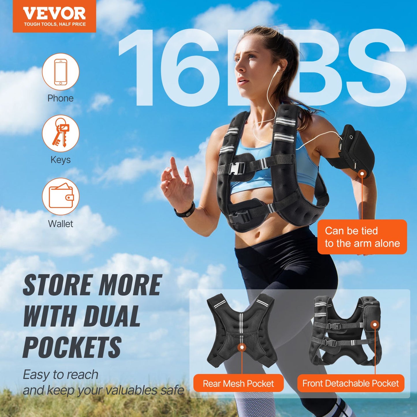 Weighted Vest - Men & Women - Turn Your Walk Into a Power Move - 16lbs Adjustable