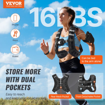 Weighted Vest - Men & Women - Turn Your Walk Into a Power Move - 16lbs Adjustable